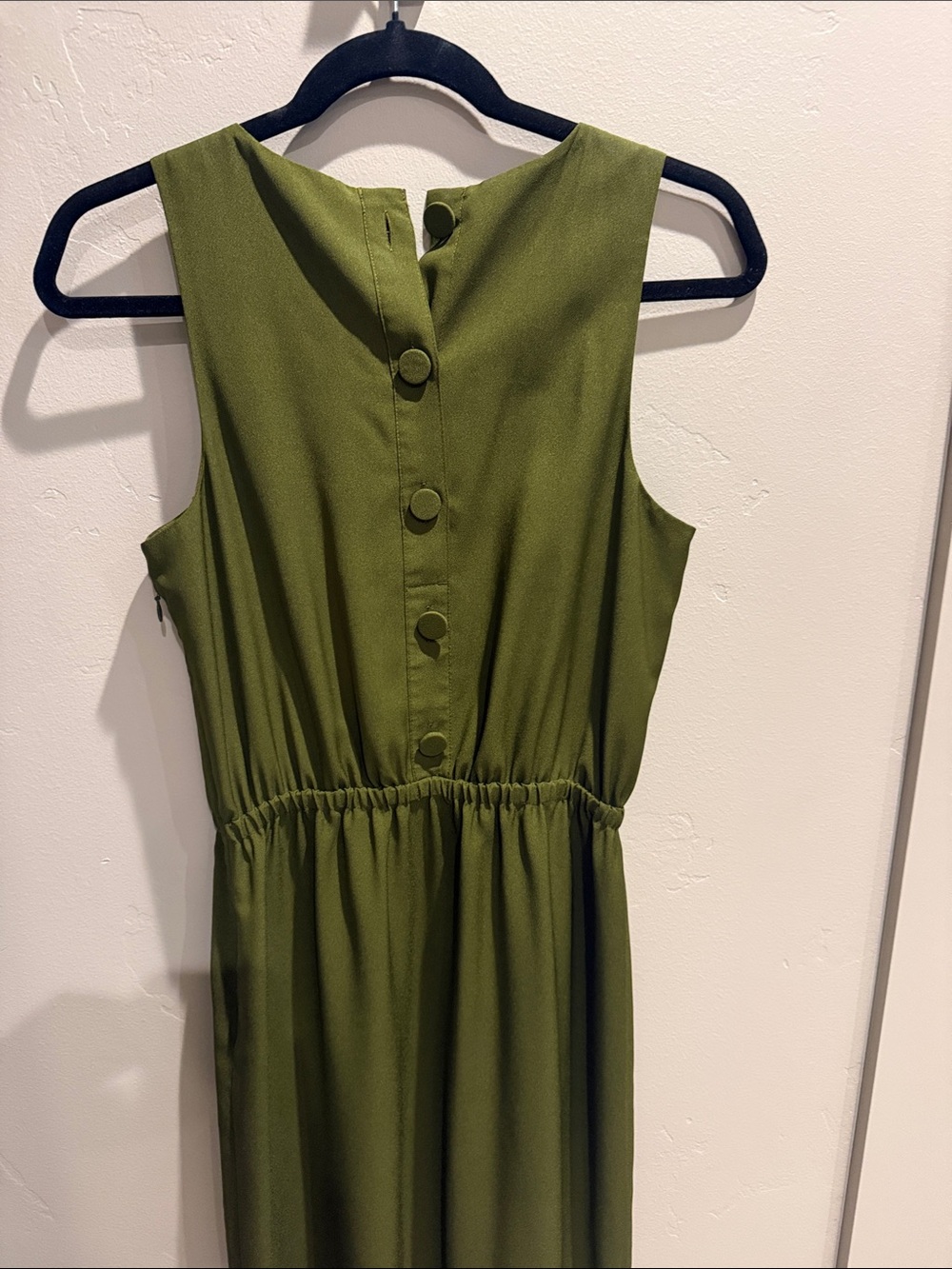 J. Crew Olive Green Sleeveless Midi Dress with Elastic Waist - Picture 4 of 5